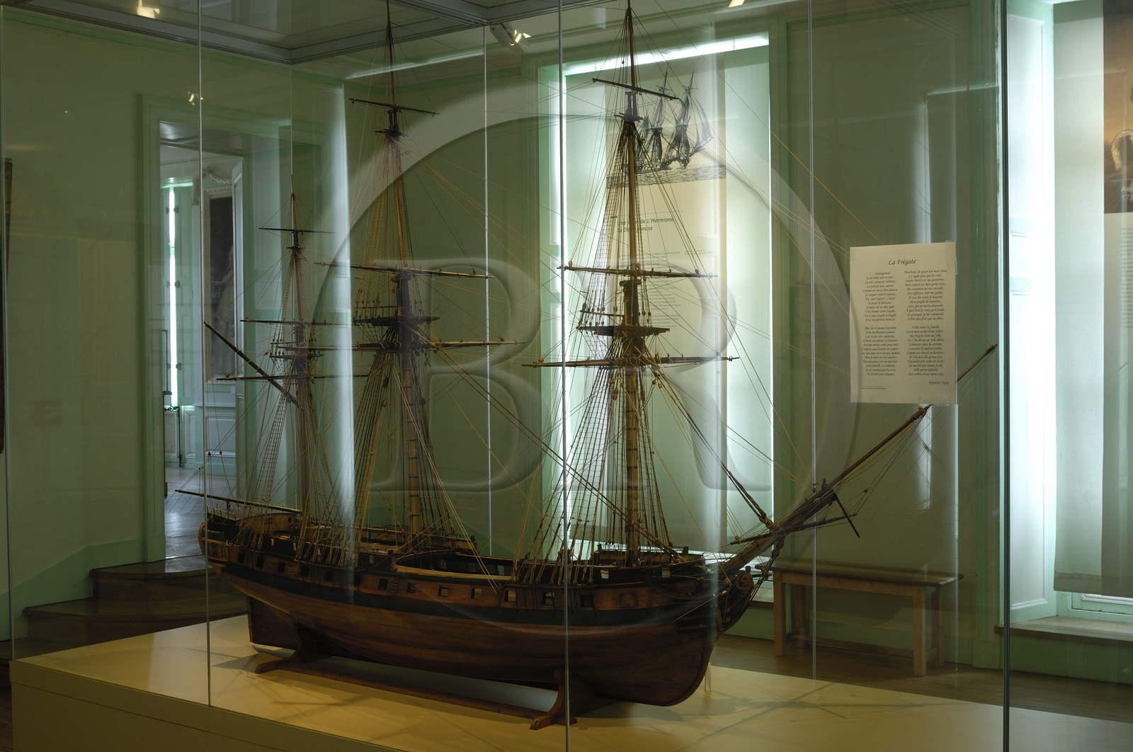 France, Charente-Maritime (17), Rochefort, le quartier de l'Arsenal, musée national de la Marine dans l'hôtel de Cheusses, maquette de la Dédaigneuse frégatte de 26 canons