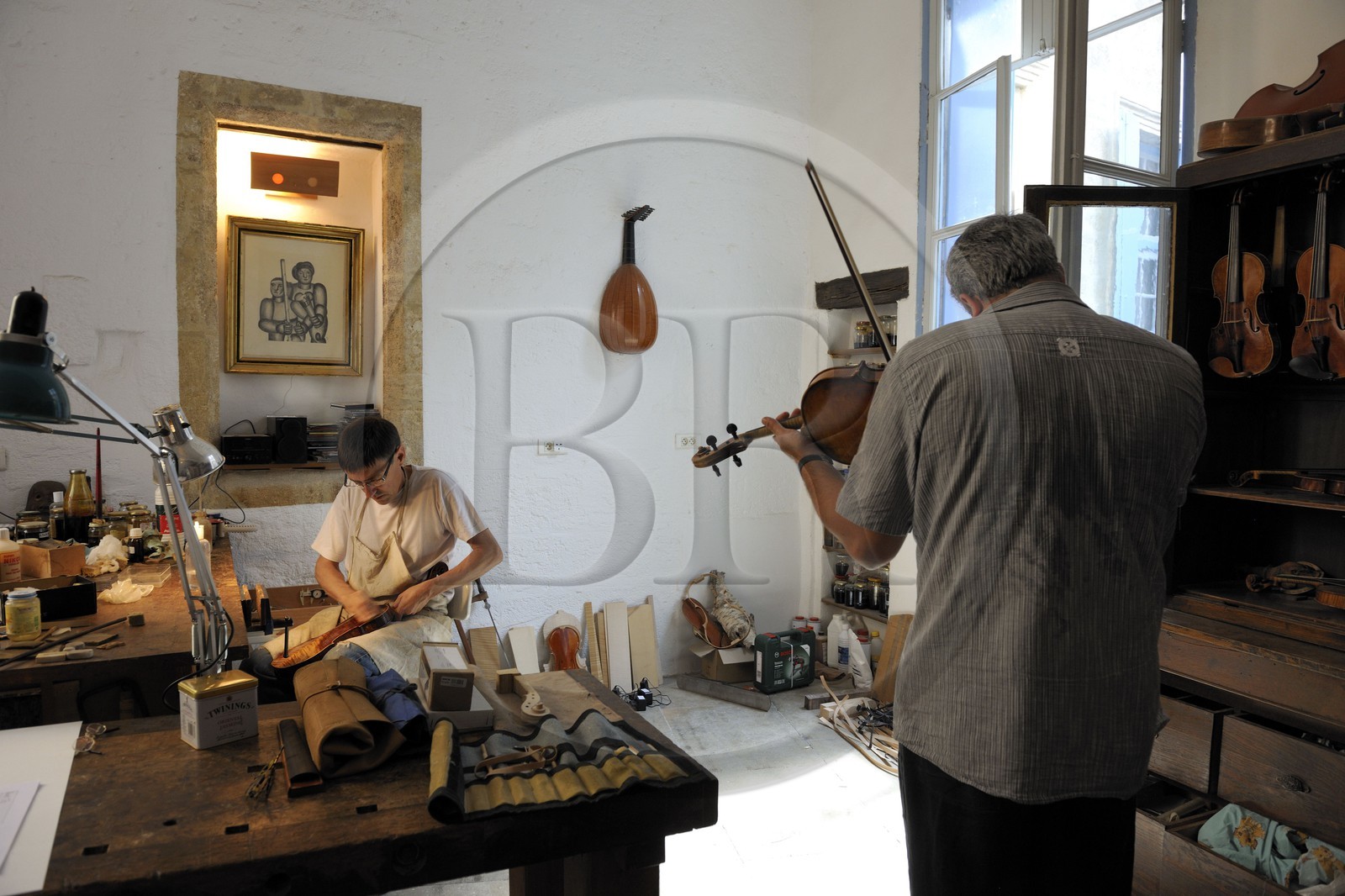 France, Herault, Montpellier, Magnol mansion, the violin maker Fred Chauvière
