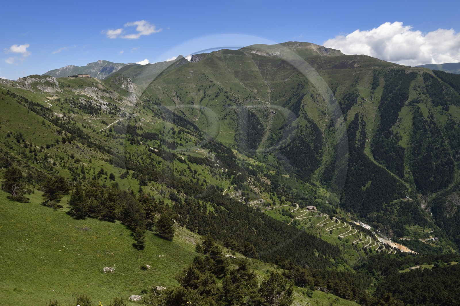 France, Alpes-Maritimes, Tende, Roya Valley (Nice hinterland), the Central Fort at the Col (pass) de Tende (1871m), fortifications built by the Italians after 1881 and the laces of the old salt mules road