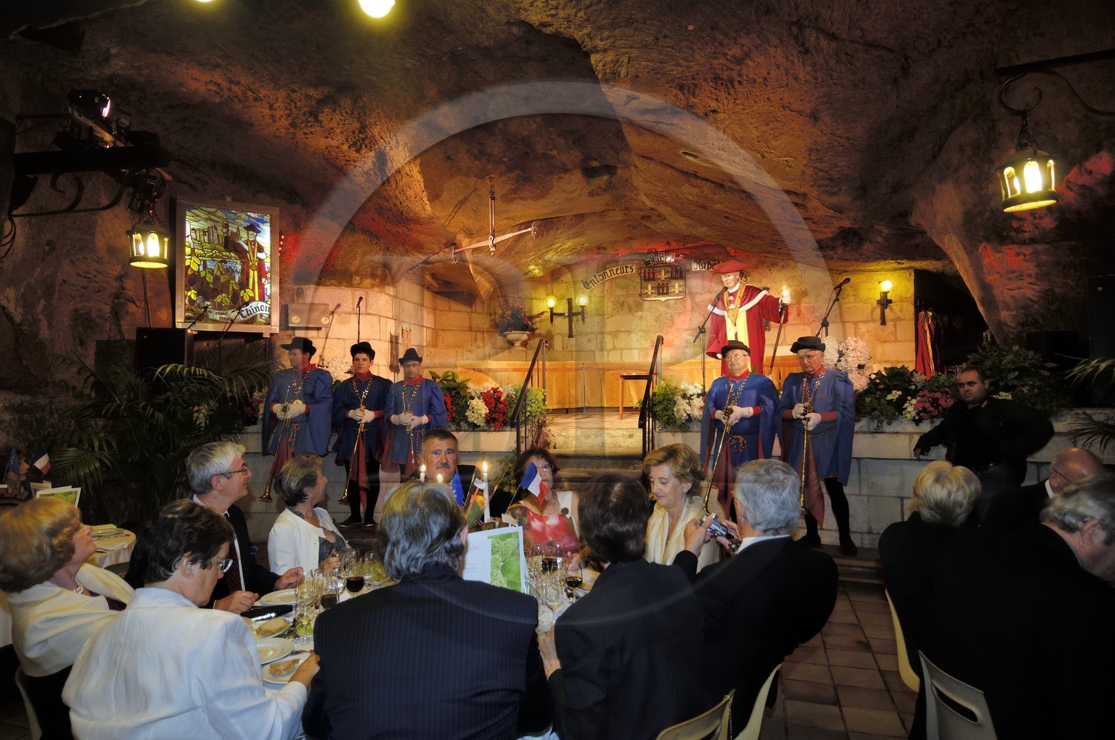 France, Indre et Loire, Chinon, Caves Painctes, wine growers brotherhood during the Flower Chapter