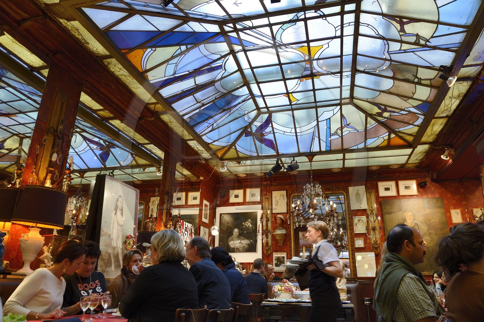 France, Marne, Reims, restaurant le café du Palais and its glass roof