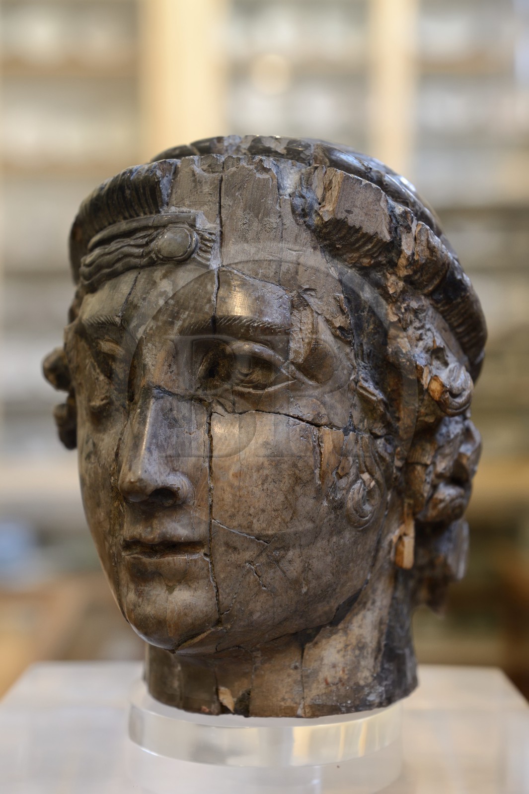 France, Isere, Vienne, Fine Arts and Archaeology Museum on the first floor of the old grain market, head-shaped box of ivory dating from the 4th century