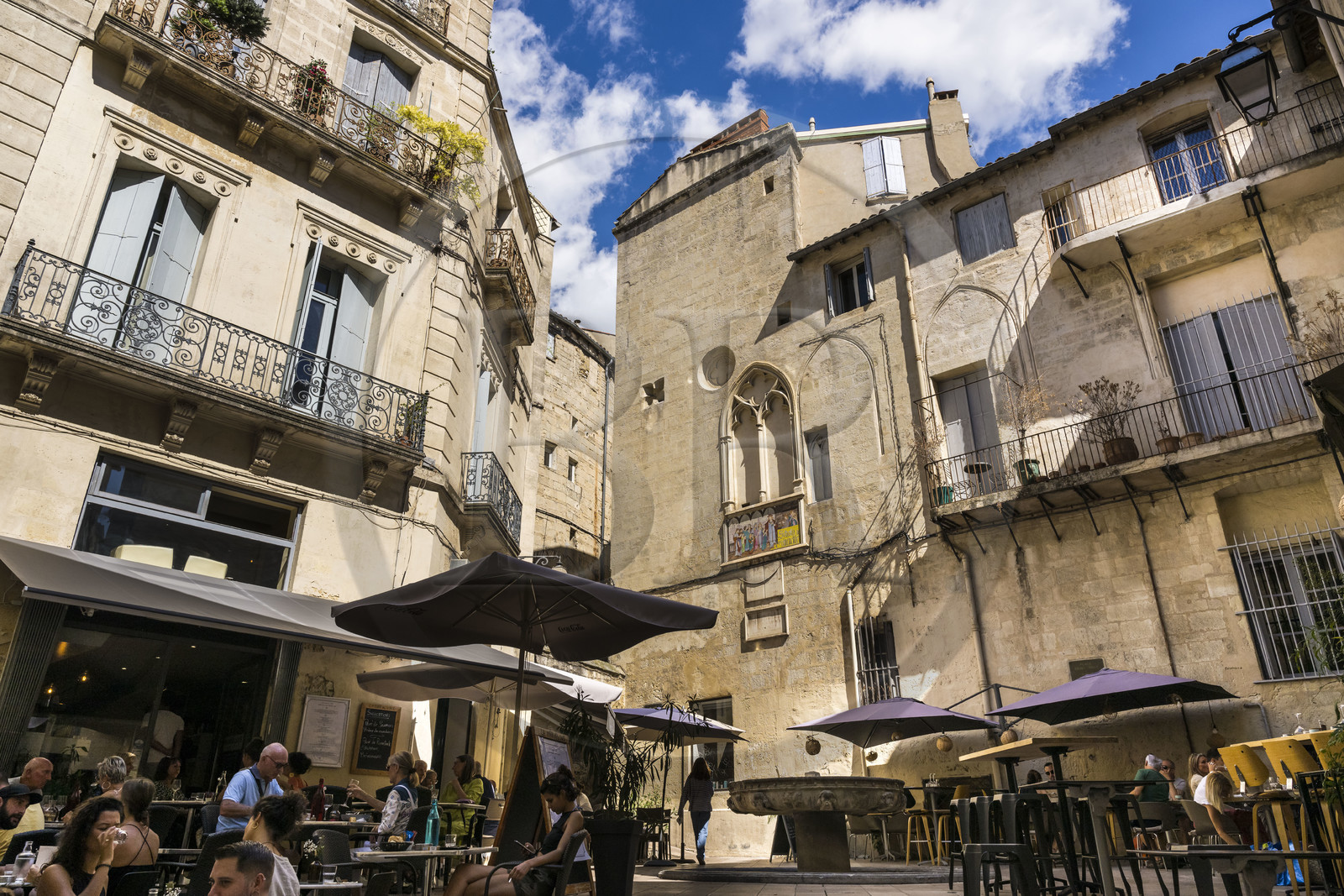France, Herault, Montpellier, historic center called the Ecusson, small square at the end of rue Saint-Ravy