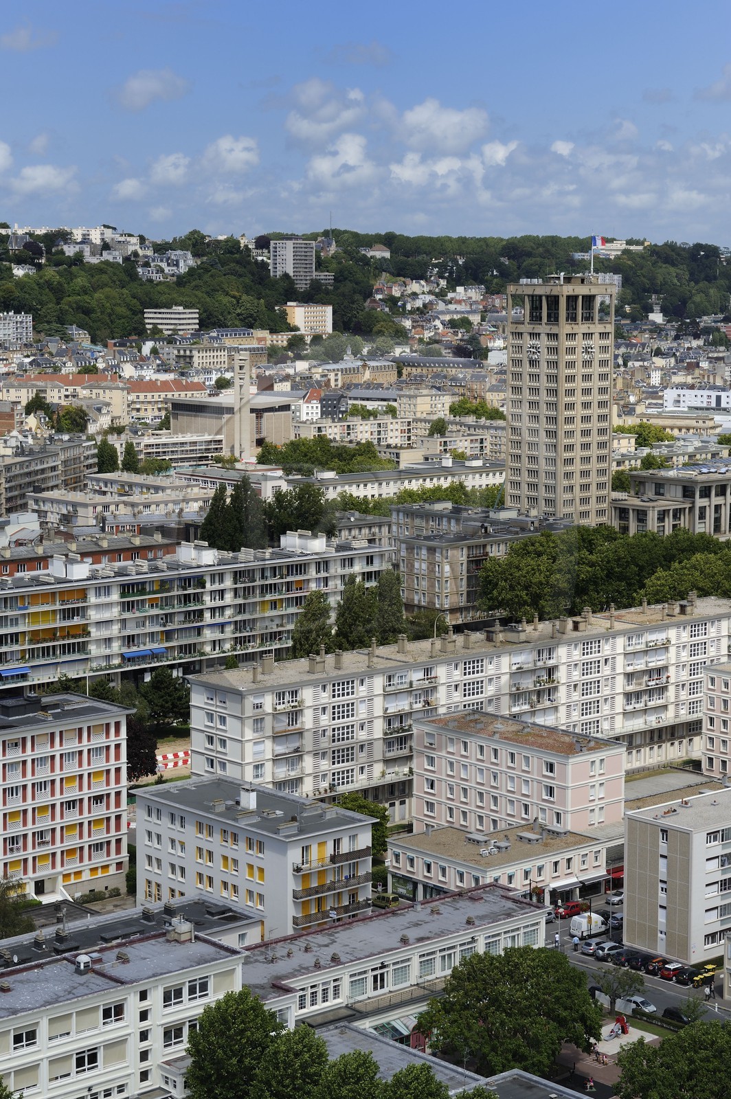 France, Seine Maritime, Le Havre, Downtown rebuilt by Auguste Perret listed as World Heritage by UNESCO, the City Hall of Perret (1958)