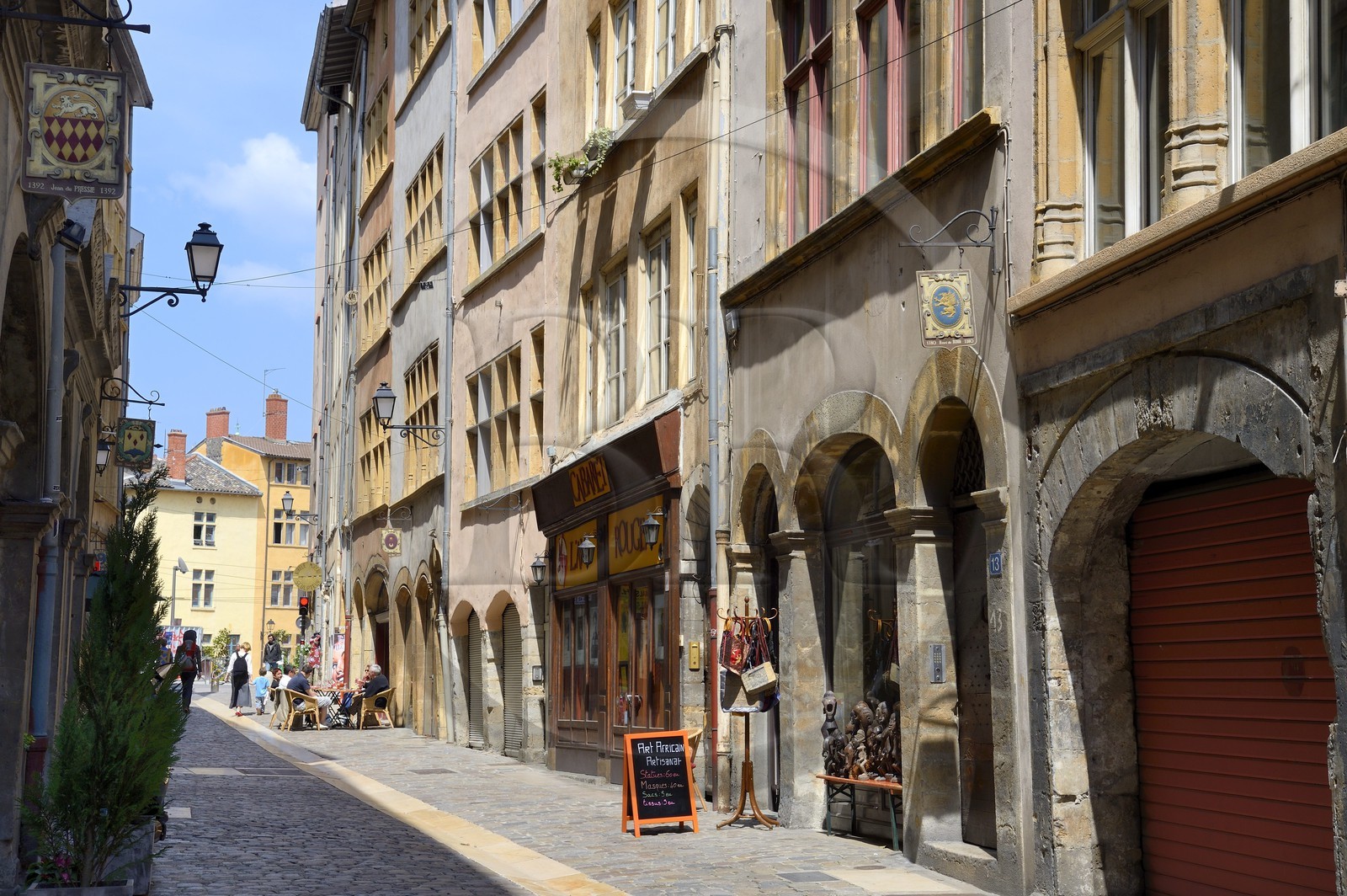 France, Rhone, Lyon, historical site listed as World Heritage by UNESCO, St. Paul neighborhood in the Vieux Lyon (Old Town), the rue Juiverie street