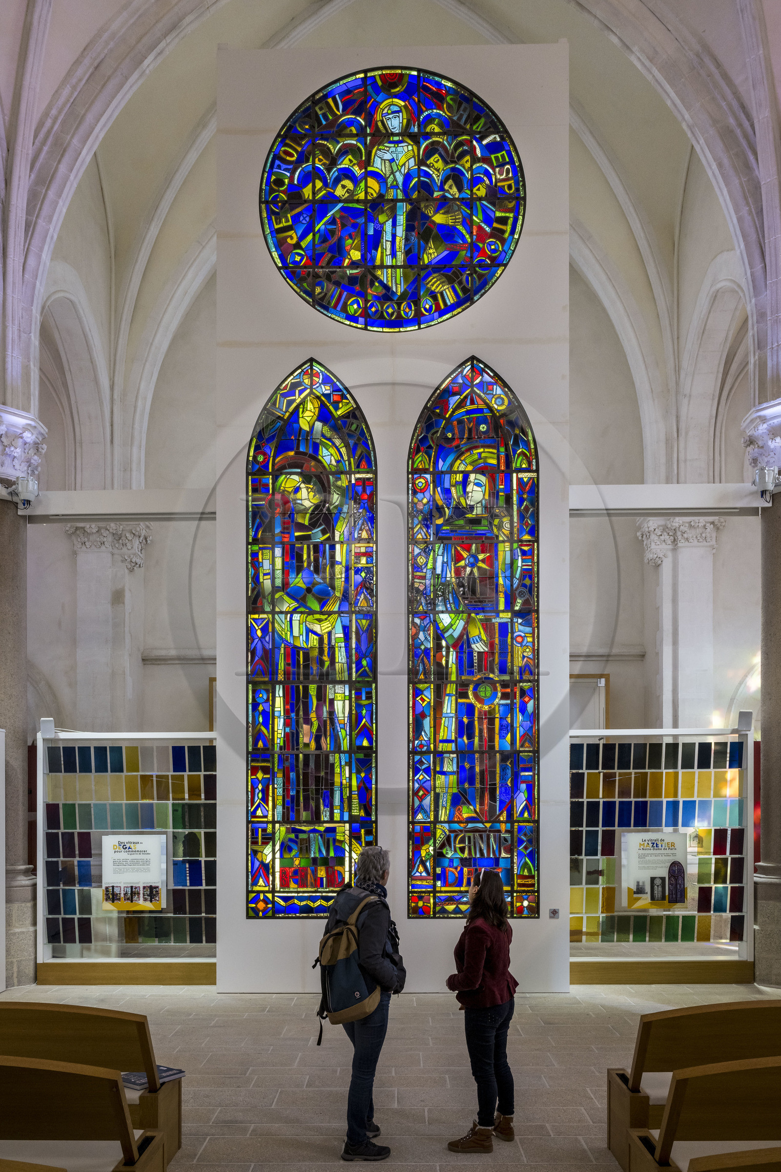 France, Vendee, Mortagne sur Sèvre, Saint-Hilaire church, church and stained glass interpretation center