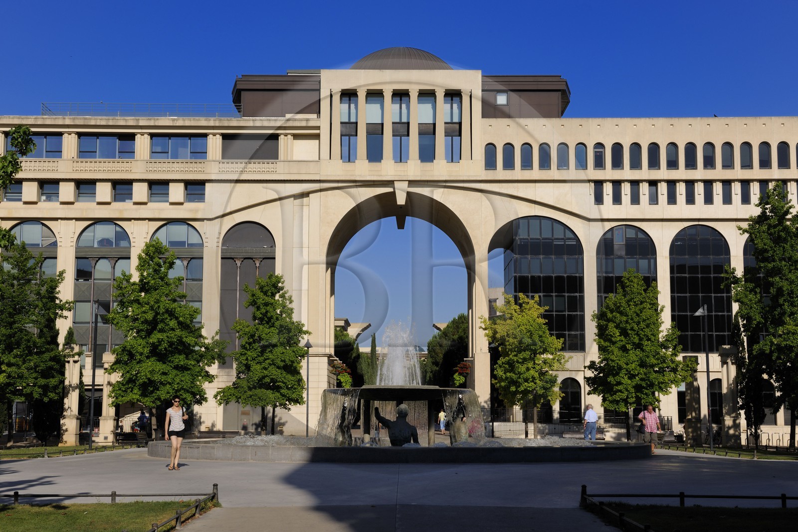 France, Herault, Montpellier, Antigone District by the architect Ricardo Bofill, fountain on Thessalie square