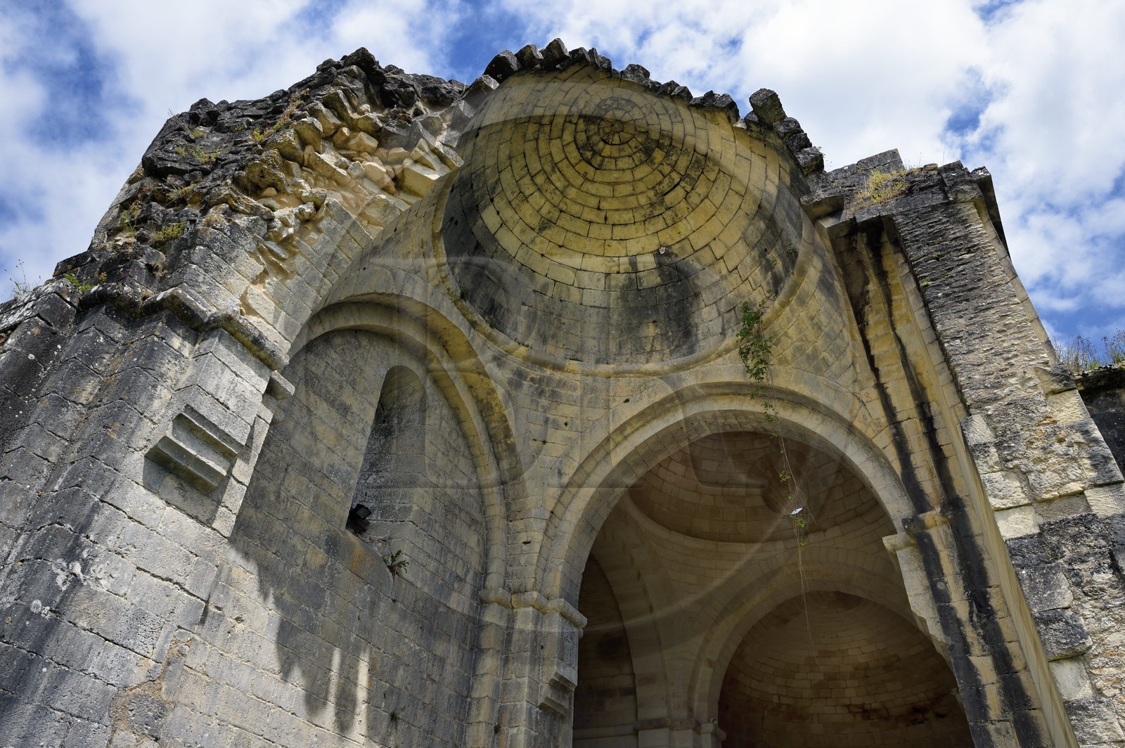 France, Dordogne, Périgord Vert, Cistercian Abbey of Boschaud from the 12th century which belonged to the Abbey of Clairvaux, ruins of the abbey church