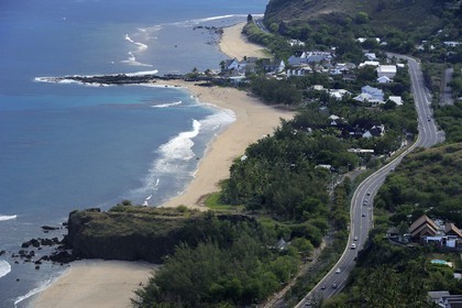 France, île de la Réunion, la Côte Ouest, commune de Saint Gilles les Bains, plage de Boucan Canot (vue aérienne)