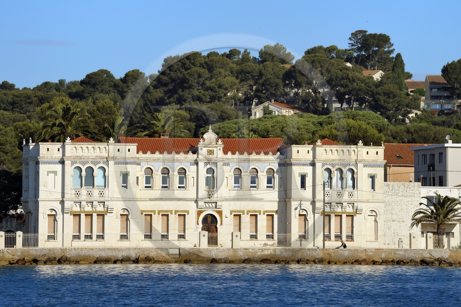 France, Var, the Rade (Roadstead) of Toulon, La Seyne-sur-Mer, district of Tamaris, the orientalist style Michel Pacha Institute (formerly Institute of Marine Biology of the University of Lyon)