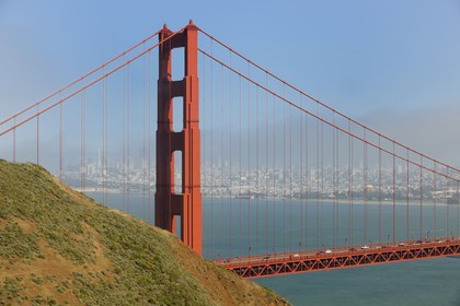 United States, California, San Francisco, Golden Gate Bridge and the city in the fog