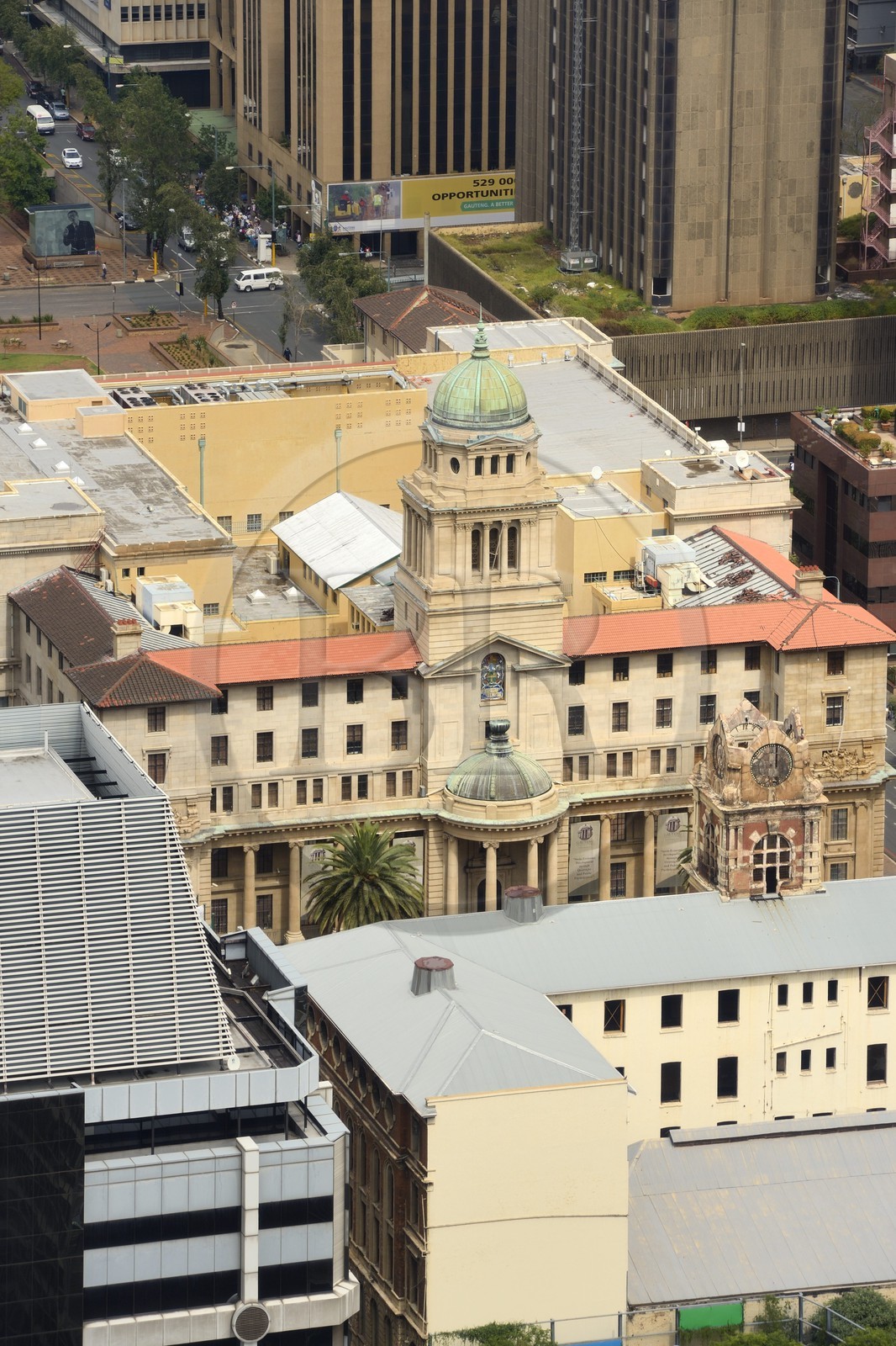 South Africa, Gauteng Province, Johannesburg, CBD (Central Business District), downtown view from the Carlton Center tower, the City Hall