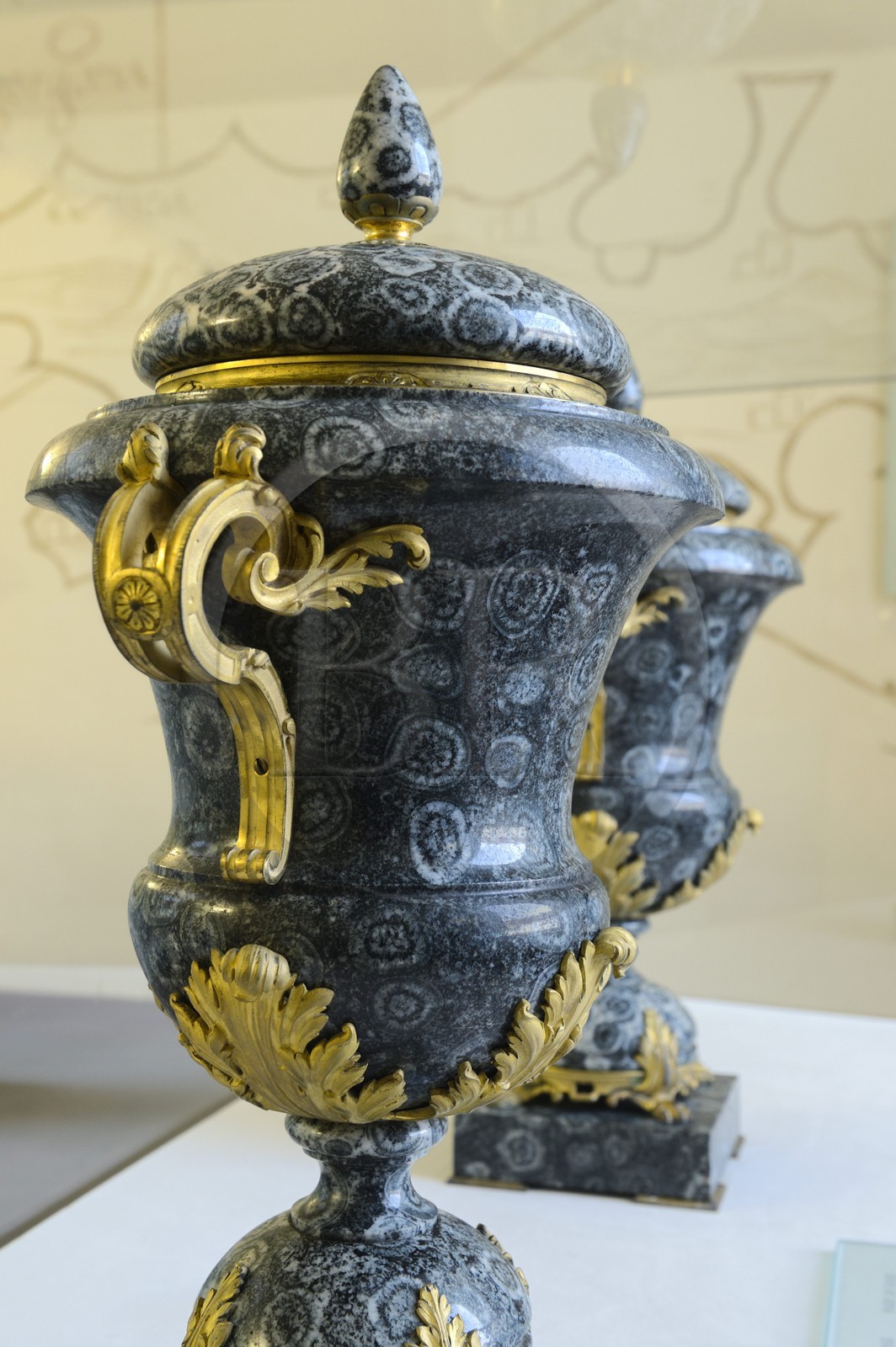 France, Haute Corse, Corte, Museum of Corsica, ornamental vase made ​​in orbicular diorite (Petra Ucchjata)