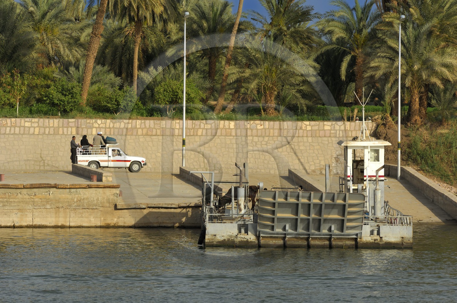 Egypt, Upper Egypt, Nile Valley, ferry crossing the Nile river between Edfou and Kom Ombo
