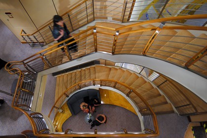 Italy, cruise aboard the Silvershadow ship of the company Silversea, the main staircase