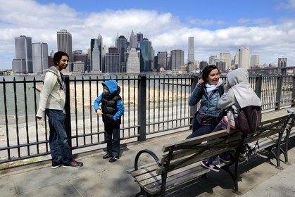 Etats-Unis, New York, Downtown Manhattan vue de la promenade à Brooklyn