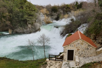 Croatie,  Dalmatie centrale, region de Sibenik, parc national de Krka, chutes de la rivère Krka