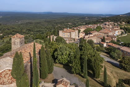 France, Var, the Dracenie, village de Tourtour, labelled Les Plus Beaux Villages de France (The Most Beautiful Villages of France) (aerial view)