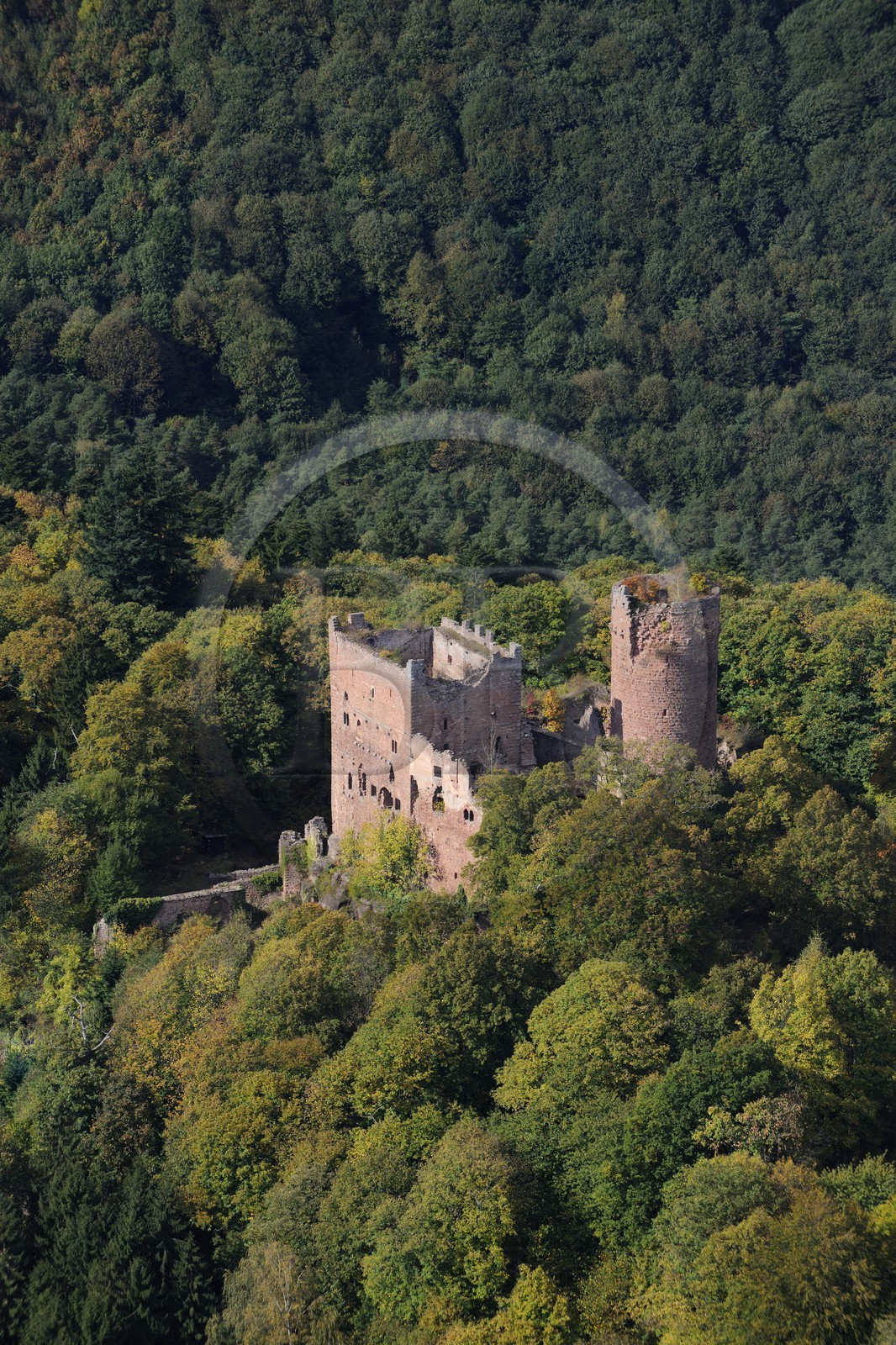 France, Bas-Rhin (67), Klingenthal, le château d'Ottrott de Rathsamhausen (photo aérienne)