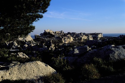 France, Bouches du Rhone, Les Baux de Provence village, labelled Les Plus Beaux Villages de France (The Most Beautiful Villages of France), nestled in the Alpilles foothills