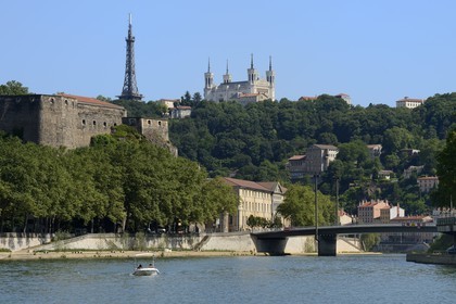 France, Rhone, Lyon, historical site listed as World Heritage by UNESCO, La Croix Rousse District, Fort Saint-Jean overlooking the Saone river