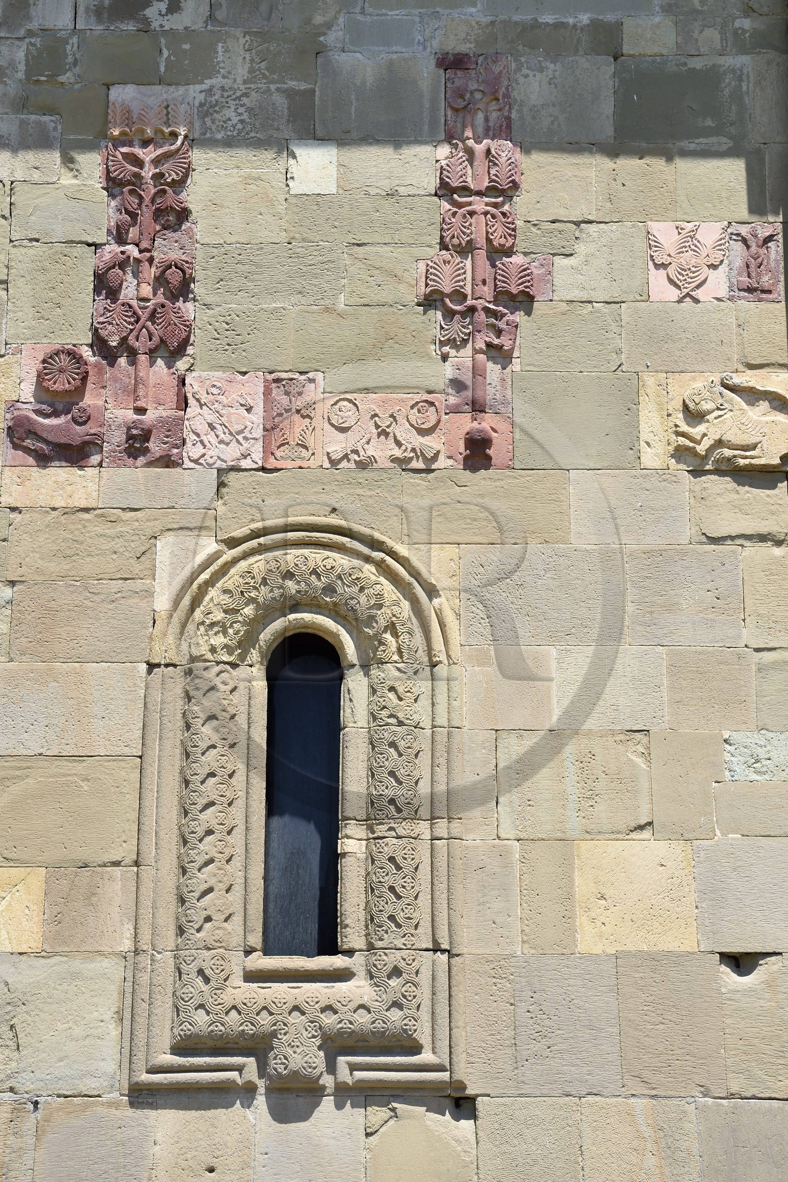 Georgia, Mtskheta Mtianeti region, Mtskheta, Svetitskhoveli cathedral, listed as World Heritage by UNESCO, low reliefs of the south facade