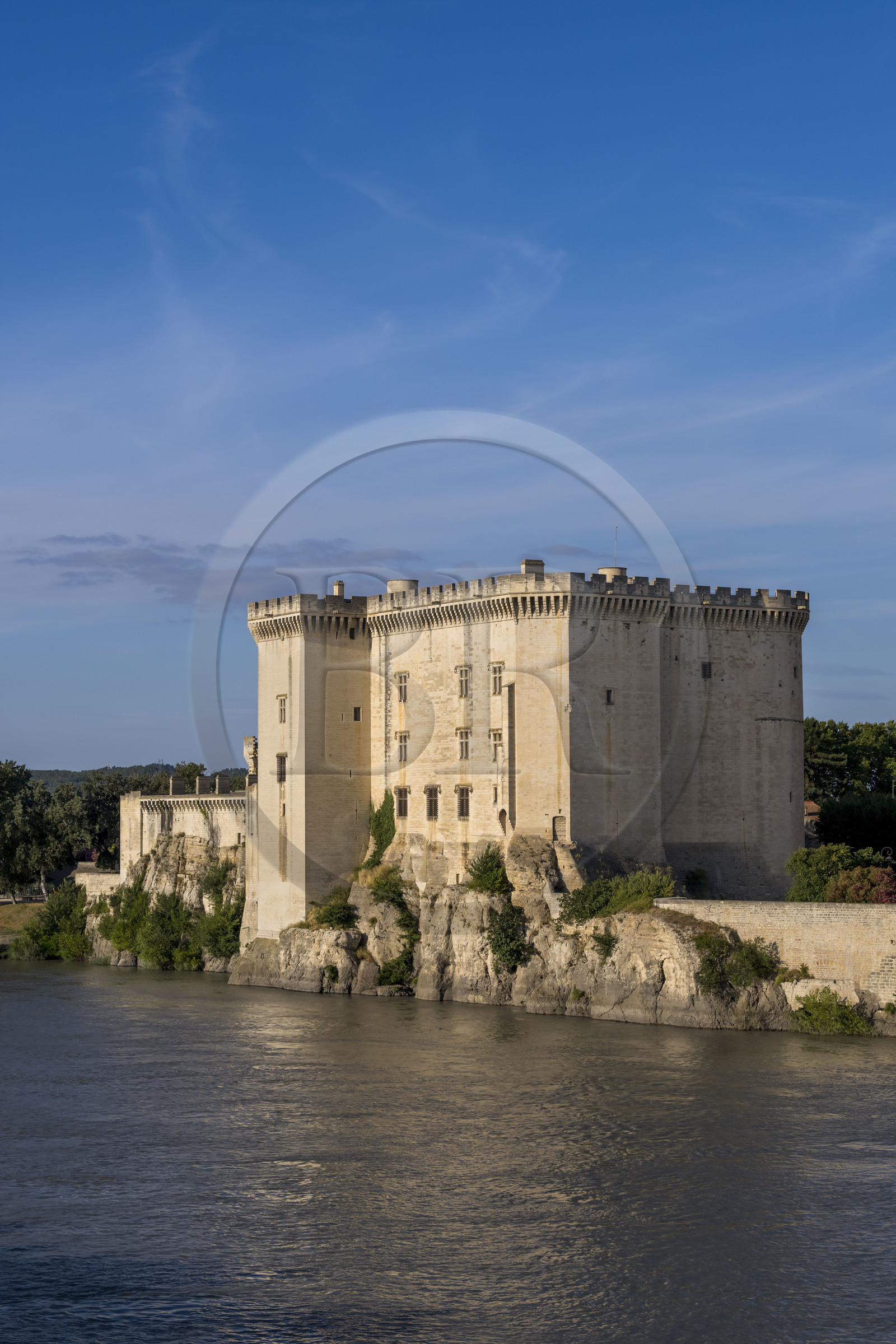 France, Bouches-du-Rhône (13), Tarascon, le chateau du roi René datant du XVe siècle en bordure du Rhone