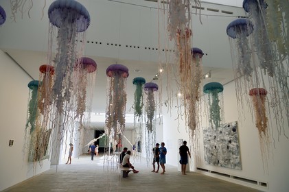 France, Var (83), Iles d'Hyères, parc national de Port Cros, Ile de Porquerolles, la Fondation Carmignac, exposition La Mer imaginaire, Les Méduses (2000-2005) oeuvre de Michel Laury