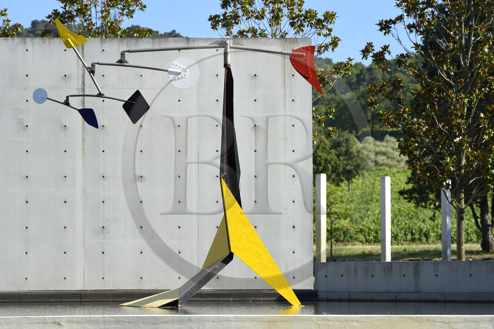 France, Bouches du Rhone,  Le Puy Sainte Reparade, Chateau La Coste vineyard and contemporary art center, Art Center by the architect Tadao Ando, Small Crinkly mobile by Alexander Calder (Compulsory Mention)