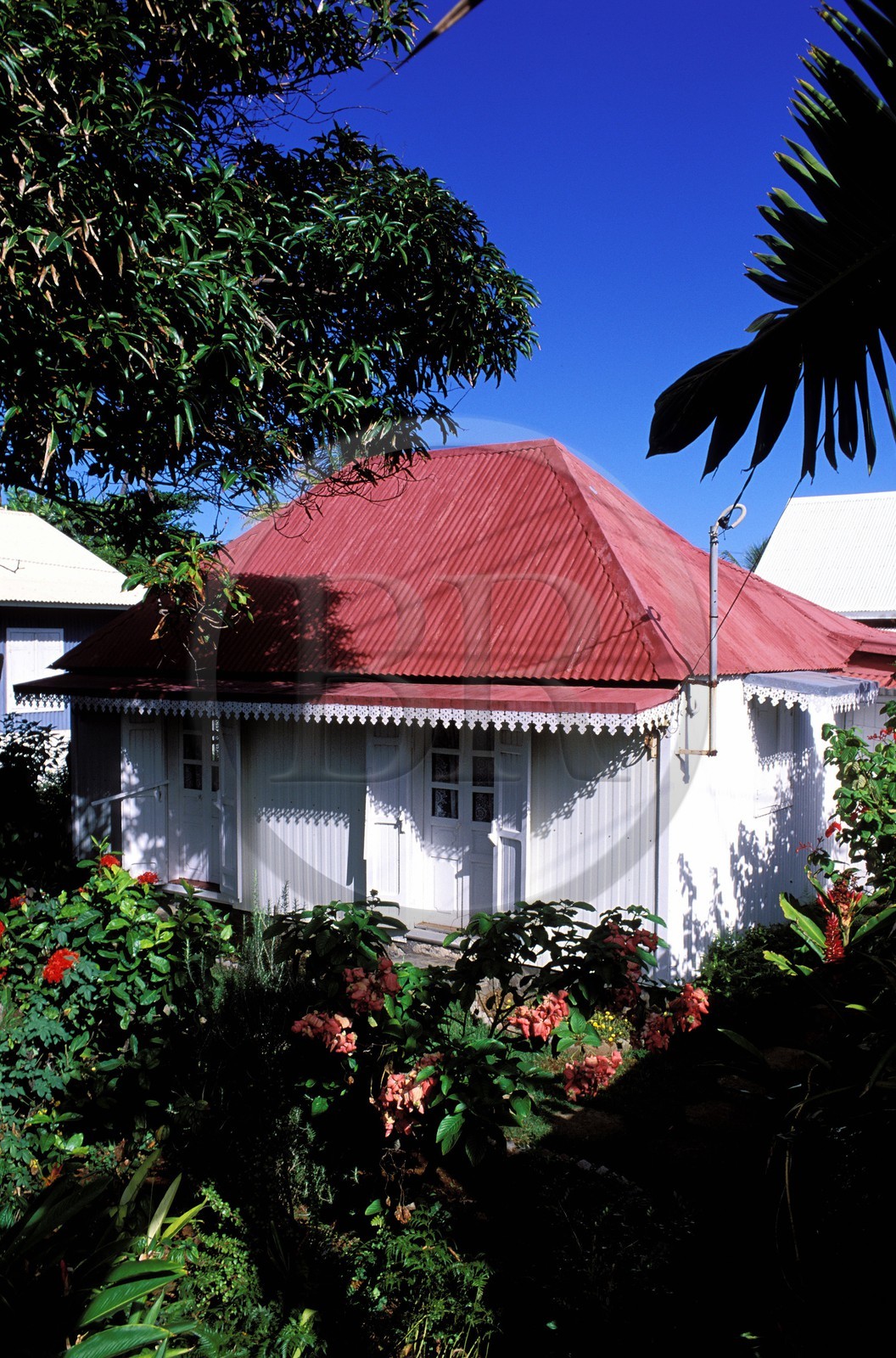 France, île de la Réunion, une case créole a Grand-Bois (région de Saint-Pierre)