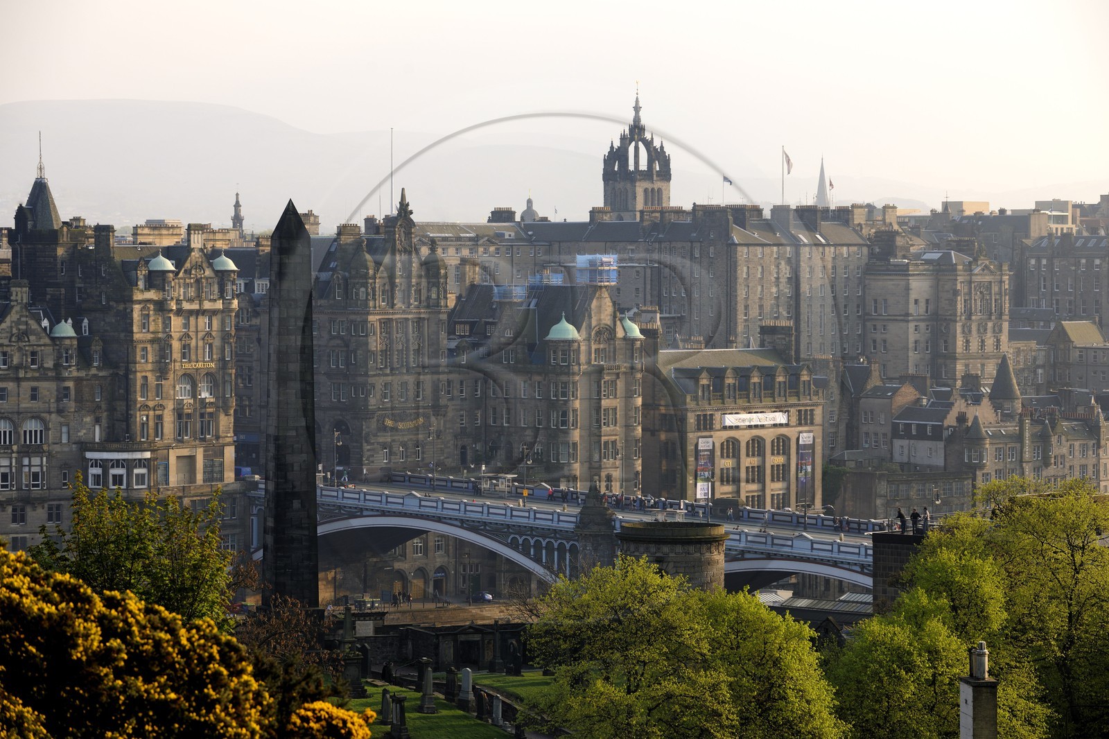United Kingdom, Scotland, Edinburgh, listed as World Heritage by UNESCO, view from Calton Hill with North Bridge and the old town