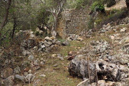 France, Corse-du-Sud (2A), région de Cargèse, les ruines grecques de Paomia qui fut la première implantation de la colonie grec avant Cargèse