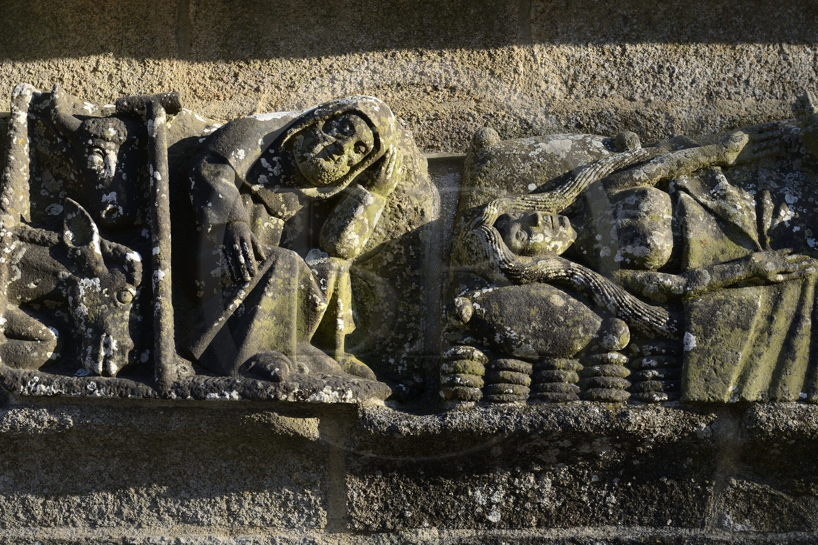 France, Finistere, Saint Jean Trolimon, Tronoen Chapel, detail of the Calvary