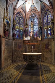 France, Bas Rhin, Strasbourg, old town listed as World Heritage by UNESCO, Saint Pierre le Jeune protestant church, Trinity chapel with baptismal font