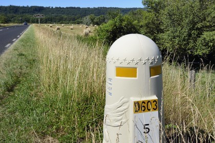 France, Meuse (55), Clermont-En-Argonne, Voie de la liberté, route qui symbolise l'avancée des troupes américaines en 1944 pour la libération de l'Europe, bornes monumentales tout au long de son parcours de 1 145 km