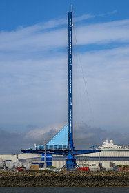 France, Loire Atlantique, Saint Nazaire, Solid Sail created by Chantiers de l'Atlantique for future large liners, demonstrator to test a 1,200m² solid sail installed on a 360° rotatable balestron supporting a tilting mast