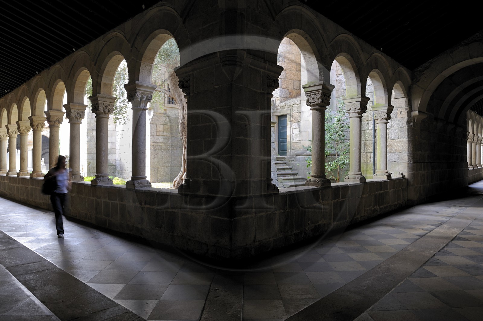 Portugal, région du Minho, Guimaraes, ville classée Patrimoine Mondial de l' UNESCO, musee Alberto Sampaio dans l'ancien couvent de Nossa Senhora Da Oliveira, le cloitre roman