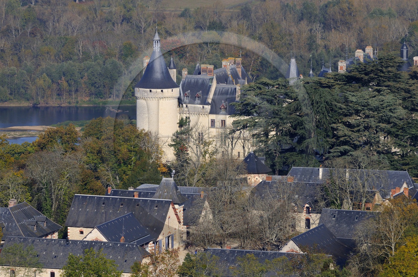 France, Loir et Cher, Loire Valley, listed as World Heritage by UNESCO, Chaumont sur Loire, the castle (aerial view)