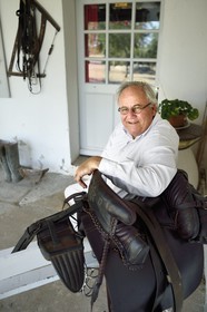 France, Bouches-du-Rhône (13), Les Saintes-Maries-de-la-Mer, le Mas Cacharel, Florian Colomb de Daunant dont le père a coécrit le film Crin Blanc