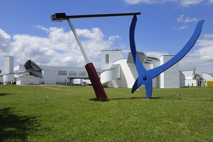 Germany, South Baden, Weil am Rhein near Basel, Vitra Design Museum by architect Frank O. Gehry, work Balancing Tools Claes Oldenburg and Coosje van Bruggen