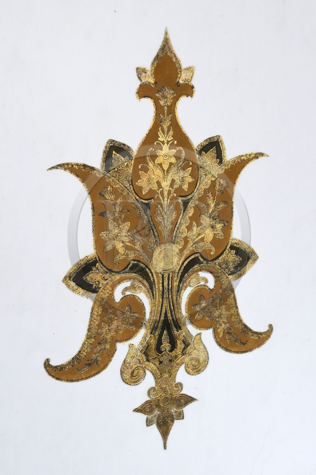 France, Haute-Corse (2B), Cap Corse, Rogliano, le palazzu Nicrosi (Palazzi ou Maison d'Americain), Pierre Nicrosi prospéra avec ses trois frères dans le commerce, l’immobilier et le coton en Alabama, le grand salon est encore tapissé du papier peint à motifs floraux à la feuille d’or posé voilà 135 ans