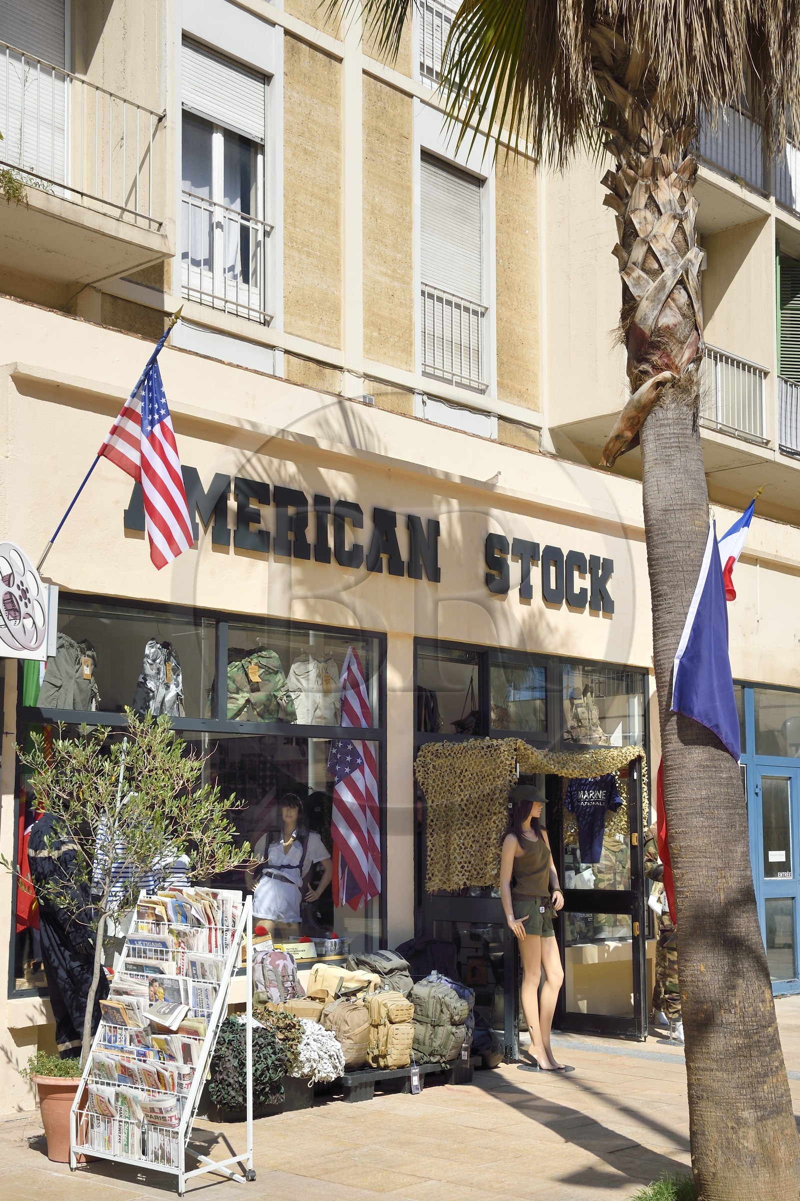 France, Var, Toulon, little Chicago district, military surplus store