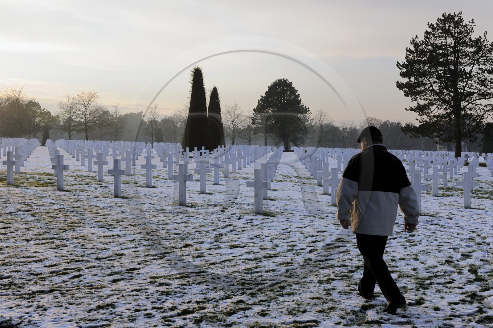 France, Calvados (14), Colleville-sur-Mer, plage du débarquement de Omaha Beach, cimetière américain