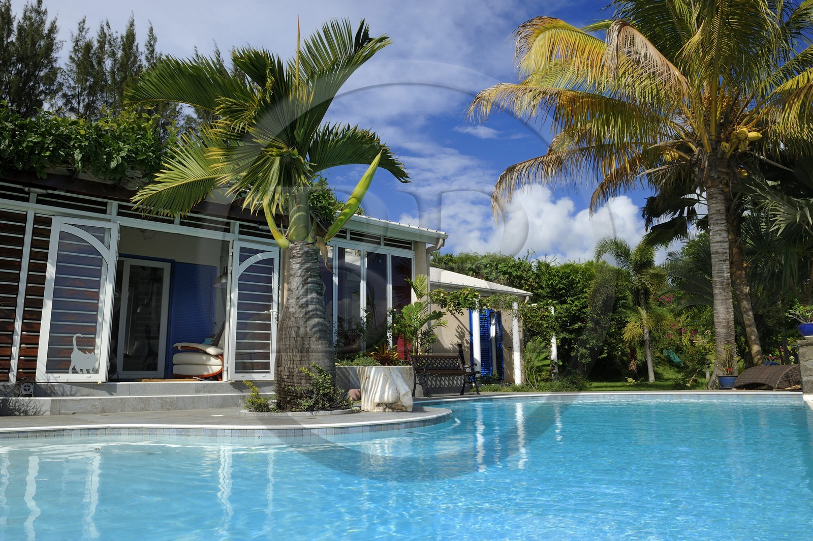 France, Reunion island (French overseas department), Petite Ile, tropical villa with swimming pool