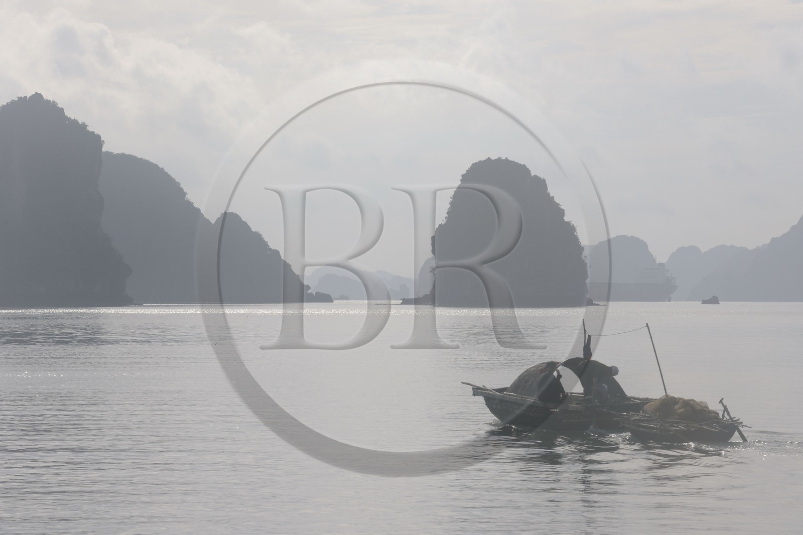 Vietnam, Quang Ninh Province, Halong Bay, listed as World Heritage by UNESCO, fishing boat