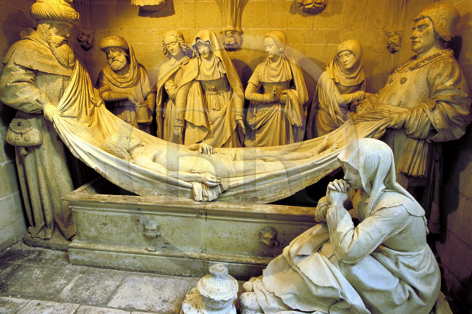 France, Sarthe (72), Solesmes, Abbaye Saint-Pierre, mise au tombeau du Christ (1496)