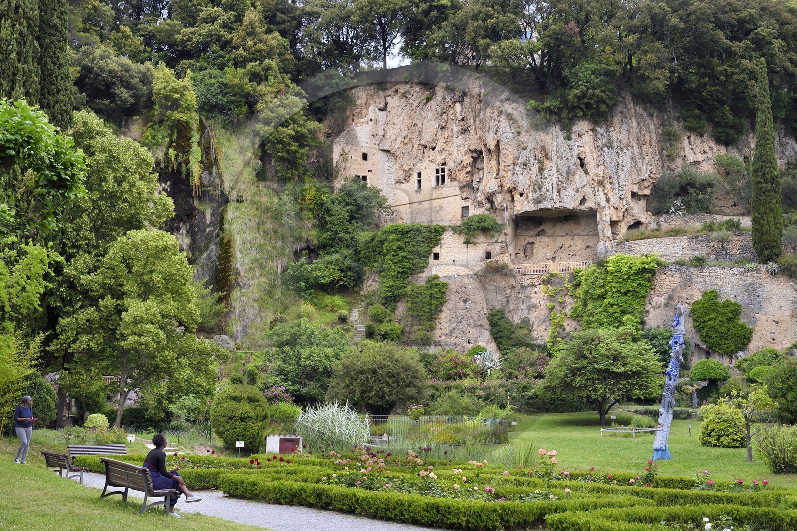 France, Var, Villecroze, waterfall and troglodyte caves in Villecroze park