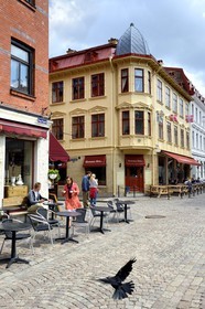 Suède, Västra Götaland, Göteborg (Gothenburg), quartier de Haga, terrasse de Café dans la rue Haga Nygata