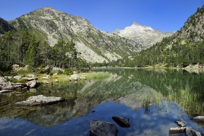 France, Hautes Pyrenees, Saint Lary Soulan, Neouvielle National Nature Reserve, Neouvielle lakes hike, Les Laquettes small lakes