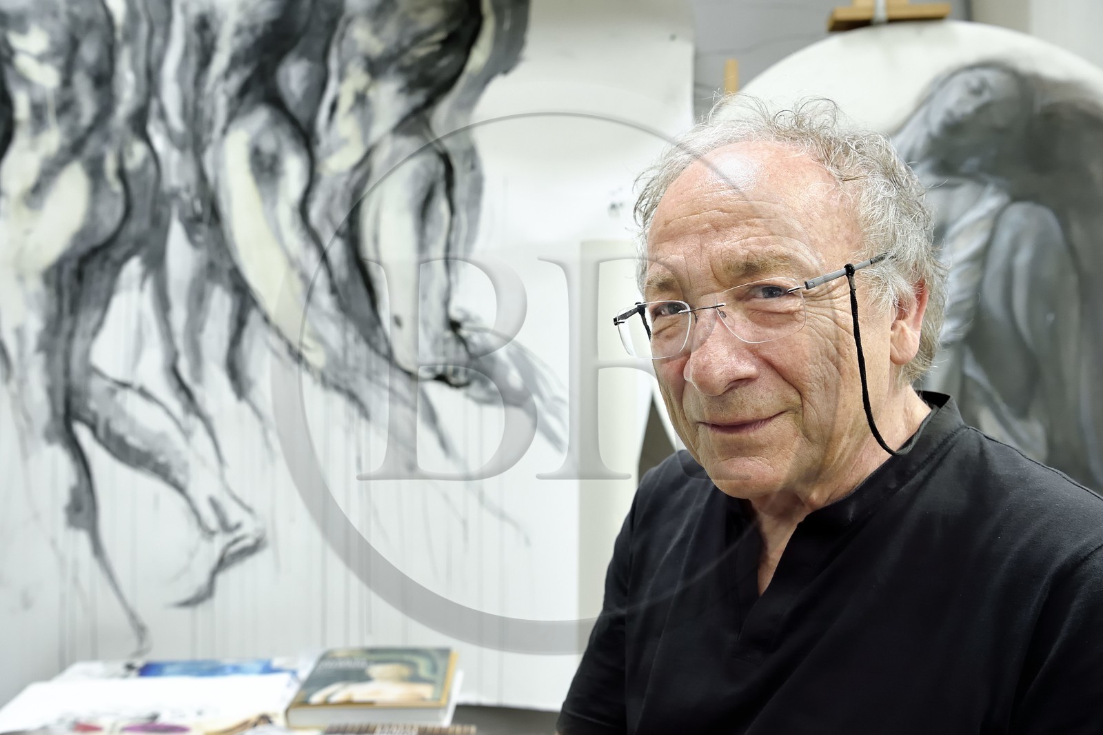France, Ivry sur Seine, the artist Ernest Pignon-Ernest in his studio